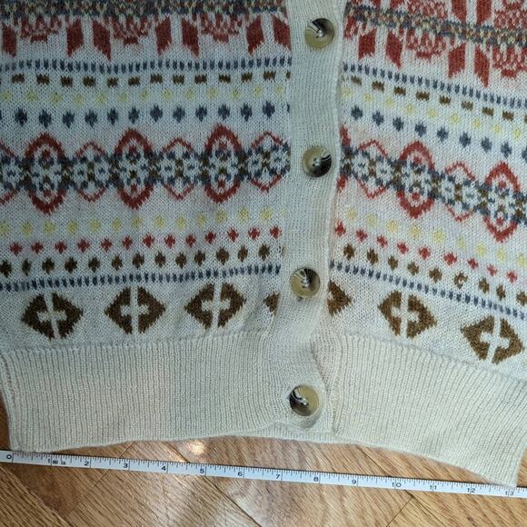 Cardigan Sweater Grandmacore Shabby Chic Ugly Christmas Holiday Party Button Up - Picture 12 of 15